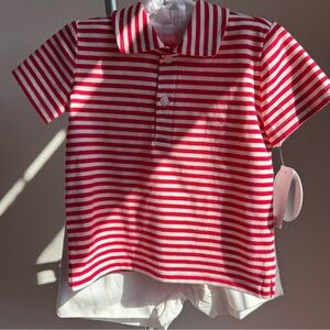 NWT Edgehill Collection Baby Boy Plaid Polo Shirt & Shorts Set Sz 18M